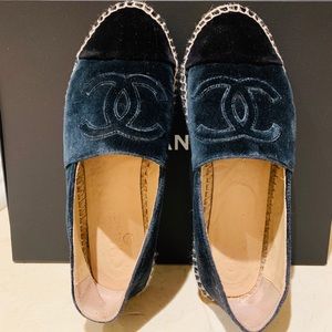 Chanel CC Velvet Espadrilles
